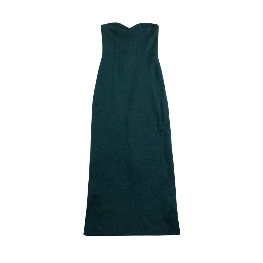 Abercrombie & Fitch Strapless Sweater Maxi Dress Teal Green Sweetheart XS NEW